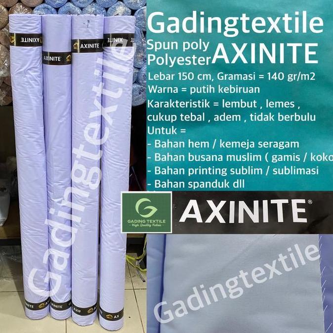 Costurar - ( Per 1 Meter ) Kain Axinite Spun Poly Polyester Tebal Warna Putih Kebiruan Lebar 150 Cm 