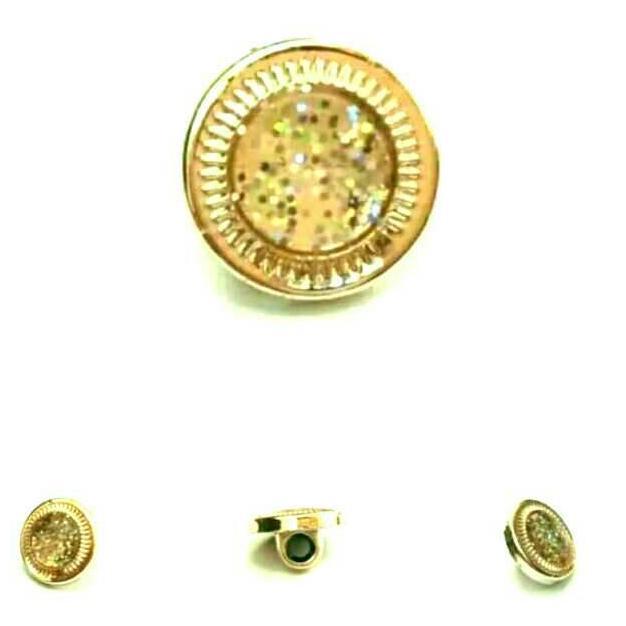 Costurar - Isi 100 Pcs Kancing Jamur Emas Gliter 9 / 11 / 13 Mm - Kancing Baju Emas Gliter Import