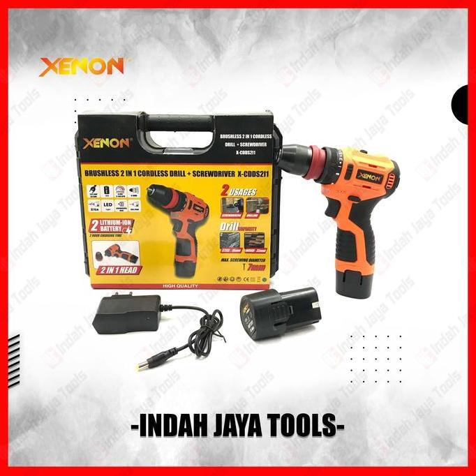 XENON CDDS2I1 Mesin Bor Baterai 12V Besi Kayu - Brushless Cordless Drill Impact Screwdriver X-CDDS2I
