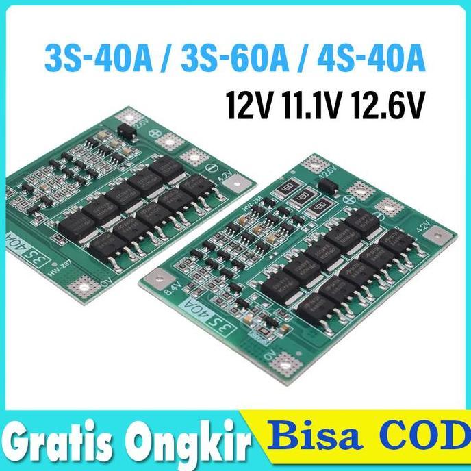 MEND BMS 3S 4S 40A 60A 18650 Li-ion Lithium Baterai Balance Charger Module
