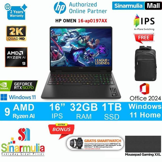 MGC HP OMEN 16 Ryzen AI 9 365 RTX5070 1TB SSD 32GB WQXGA 240Hz IPS 100%sRGB Win11+OHS - ap0197AX