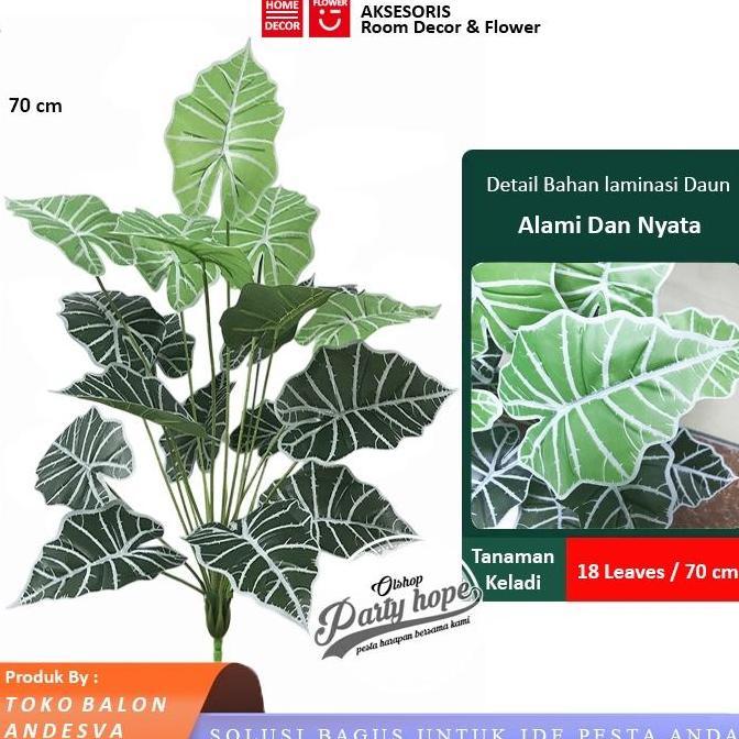 INDA Daun Keladi Talas 18 cabang / Tanaman Keladi Talas / Daun Aglonema Plastik Bunga Hias Artificia