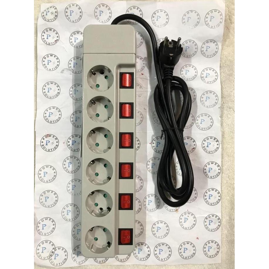 Stop kontak 6 soket + switch + Kabel 16A-250V 3M