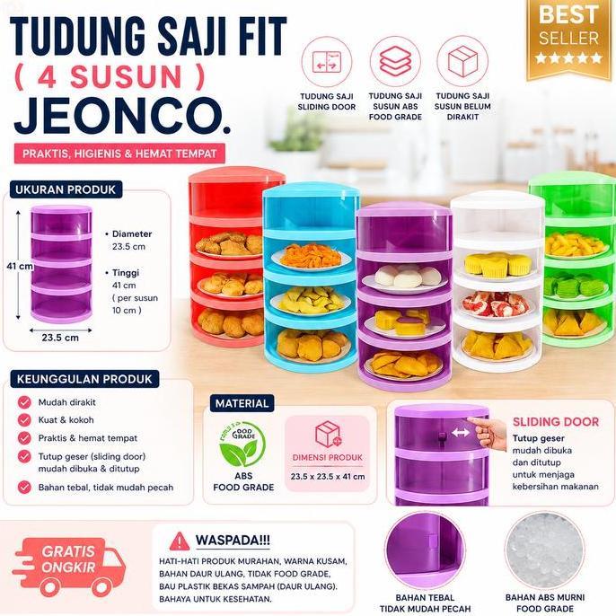 [COD] rak Tudung Saji FIT 4 Susun TANPA RING Lebih Tebal FOOD GRADE Cover Tempat Penyimpanan Makanan