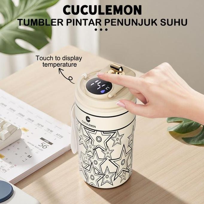 Pack- Cuculemon Dital Smart Display Coffee Tumbler 450Ml Tamler Hot Cool Stainless Steel Tumbler Cof