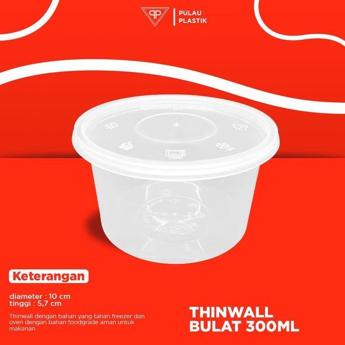 Thinwall Mangkok Bulat 300ml / Thinwall Bulat / Thinwall Tempat Makan Plastik Bulat Isi 25pcs