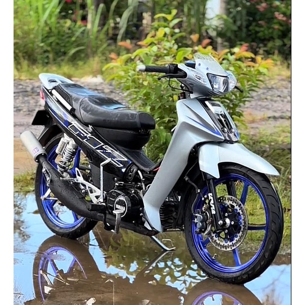 Mega Striping Fizr 2002 Silver Hitam Biru Stiker Fiz R Variasi