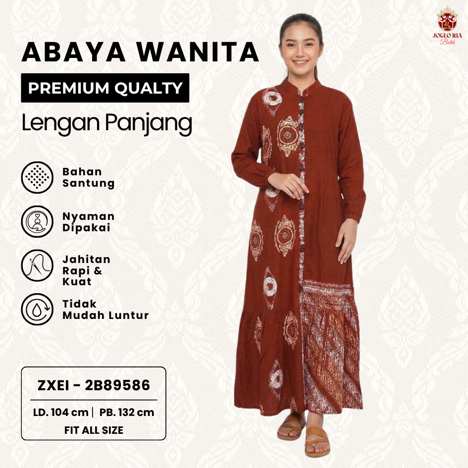 Abaya Batik Wanita Santung Premium Adem Nyaman Dipakai Gamis Batik Modern Ria Batik Solo