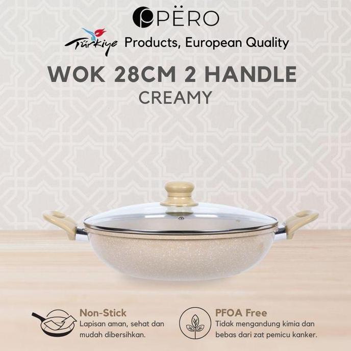 PREMIUM / [DELLADELLI] Pero Mercin Wok 28 Cm 2 Handle + LID
