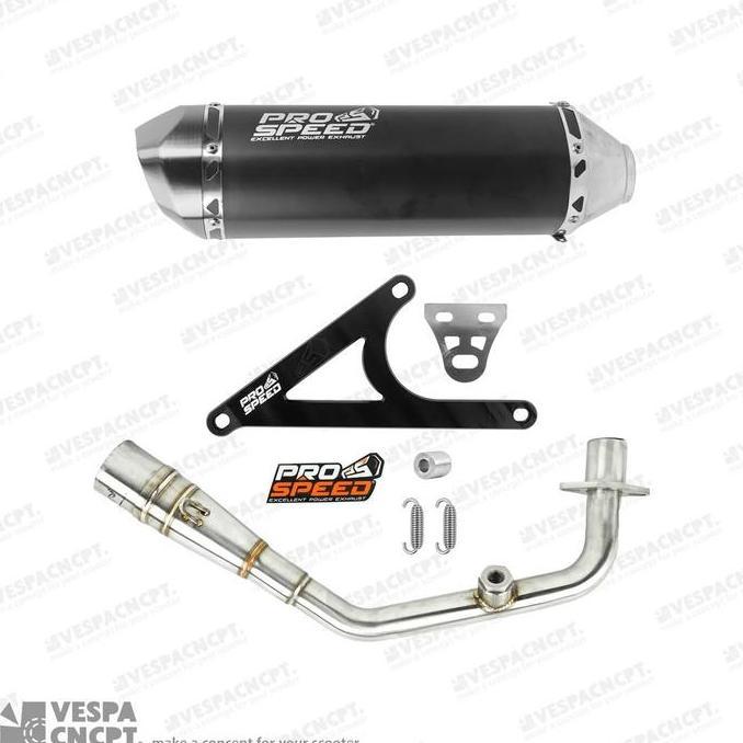Knalpot Prospeed Black Cnc Vespa Sprint Primavera Lx S Lxv 3v Iget Abs