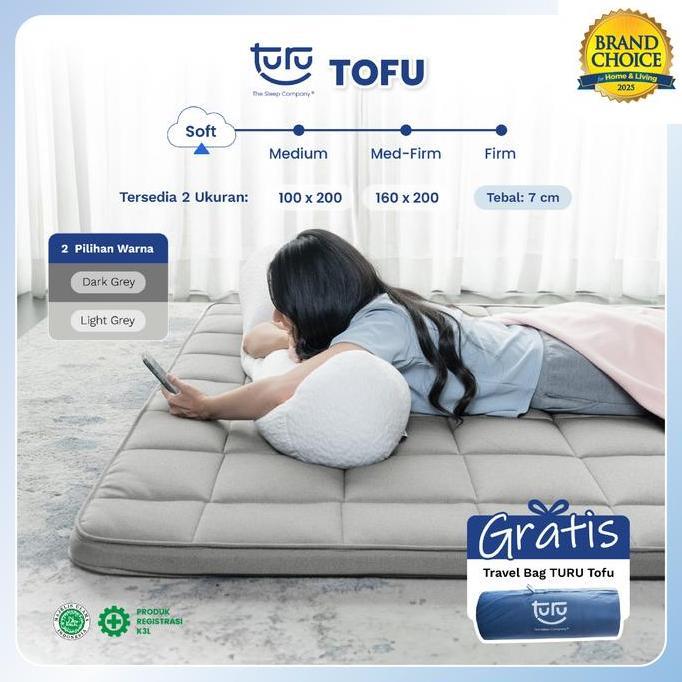 TURU TURU Tofu Kasur Lantai Gulung Premium / Travel Bed Premium / Matras Lantai Kasur Piknik (FREE T