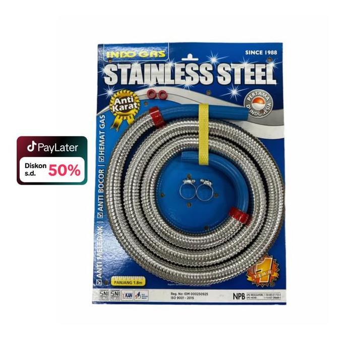 SELANG INDO GAS STAINLESS STEEL ANTI KARAT UNTUK KOMPOR GAS REGULATOR GAS [BISA COD]