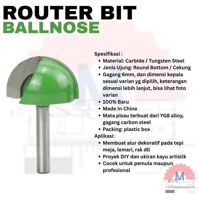 Superkit- Mata Profil Kayu Bulat Radius Round Bottom Router Bit