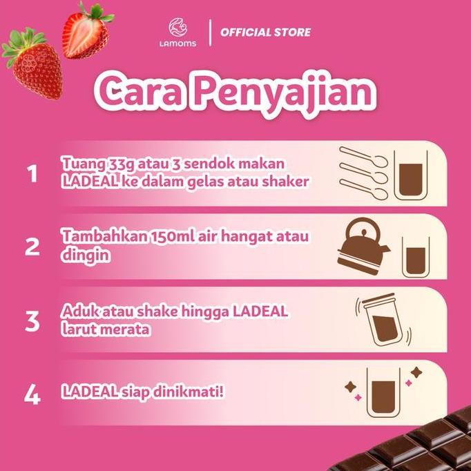 Ladeal Coklat Stroberi - Minuman Bubuk Whey & Isolat Protein Kedelai - 200gr
