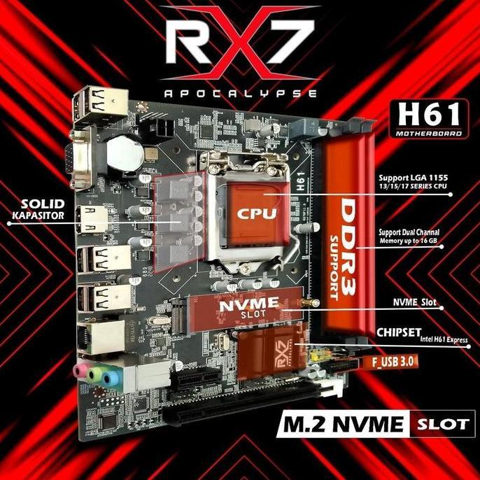 PROMO mozzashop. Motherboard RX7 H61 - Paket Mainboard Pc Gaming Fullset Core i5 3470 Varro H61 Plus