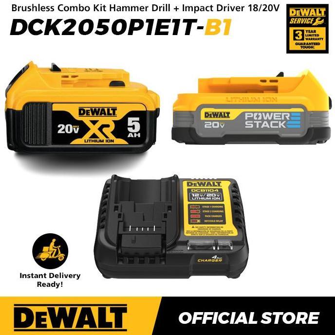 Dewalt Brushless Combo Kit Hammer Drill (DCD805) + Impact Driver (DCF850) 18/20V Max DCK2050P1E1T-B1