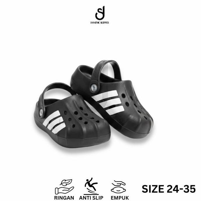 Funny- Dominic Sandal Baim Anak Cowok Sendal Sepatu Eva Sporty Stripes Tali Belakang Crop Anti Licin