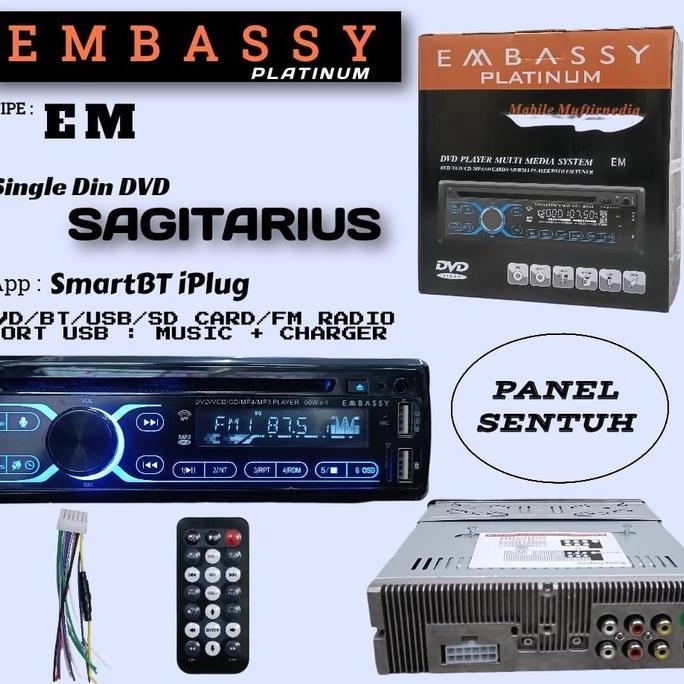 DVD EMBASSY BLUETOOH EM-266 usb sd radio baca kaset bandel tahan panas