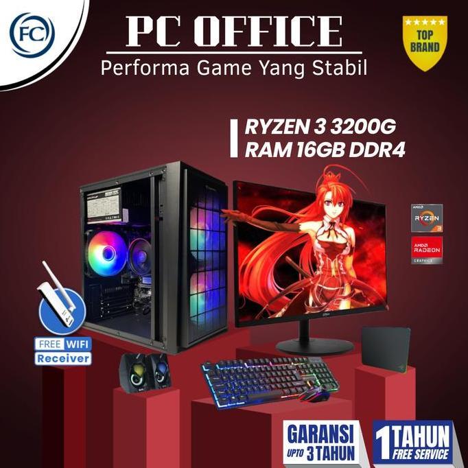 PC GAMING FULL SET RGB + MONITOR SIAP PAKAI (VALORANT PUBG FORTNITE)