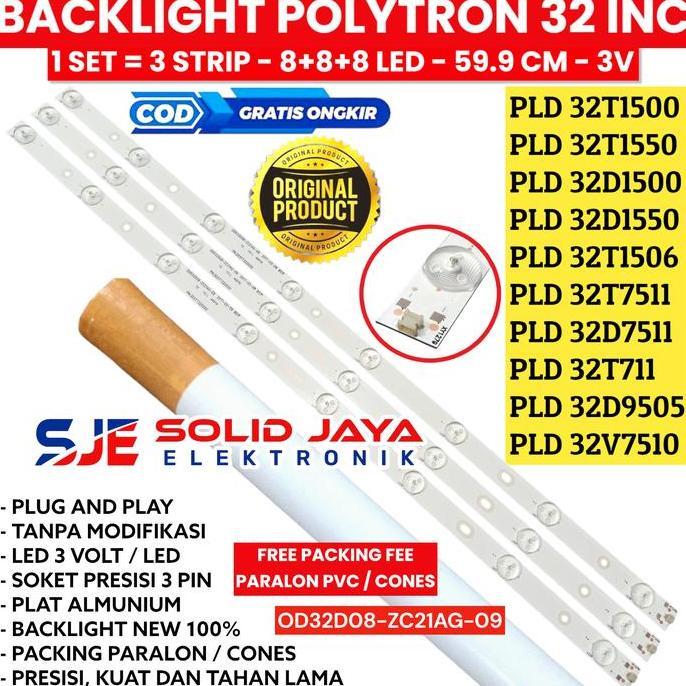 BACKLIGHT TV POLYTRON 32 INCH 8K 3V LAMPU BL LED 8 KANCING 3 VOLT INCH DISKON