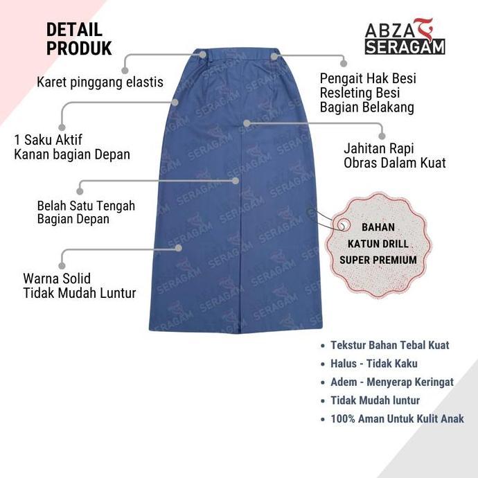 PREMIUM / ABZA Rok Panjang Belah 1 Depan Seragam Sekolah SMA Rok Abu SMA Rok Pramuka SMA Rok Wiru 1 