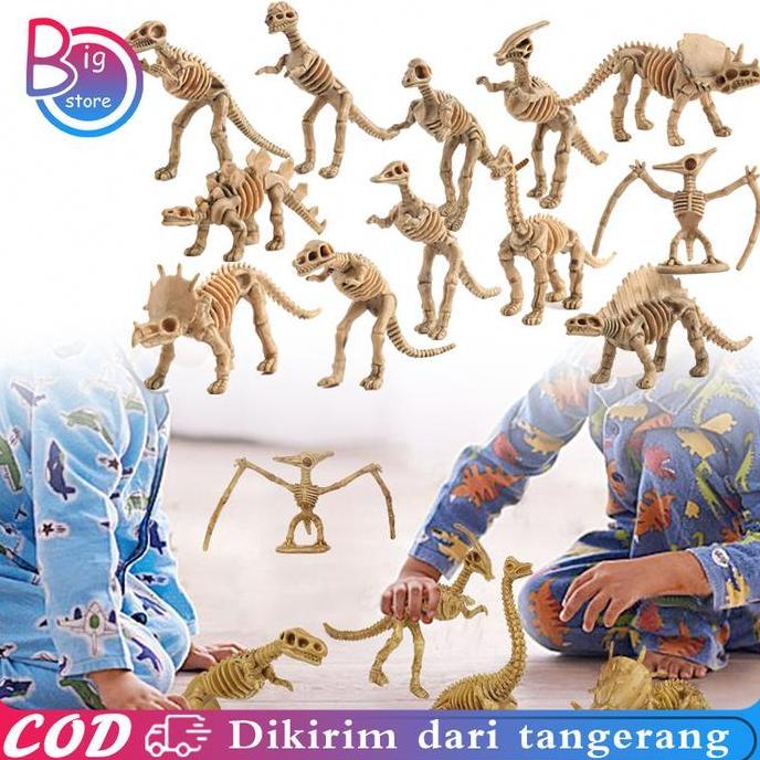 LEKCTROM 1 Set 12pcs Mainan Fosil Dino Model Kerangka Dinosaurus Fosil Dinosaurus Mainan
