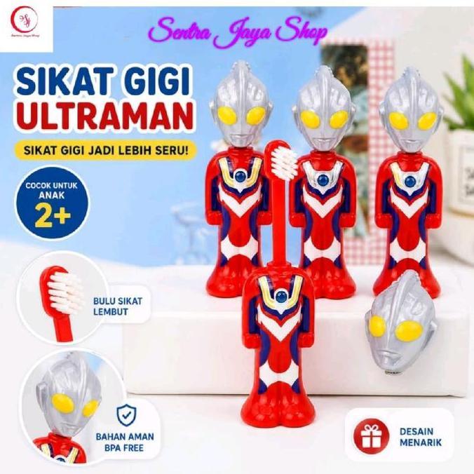 Sikat Gigi Ultraman 2 in 1 dengan tutup Sikat Gigi Karakter