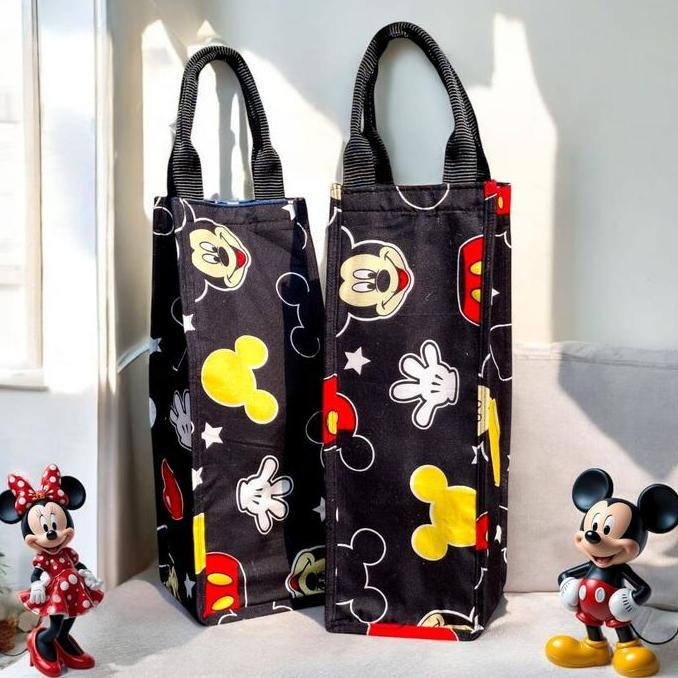 DE135 - Tas Tumbler Mickey Mouse Ukuran 12 x 12 x 32 Cm - Tas Botol 2 Liter Motif Karakter Lucu Hita