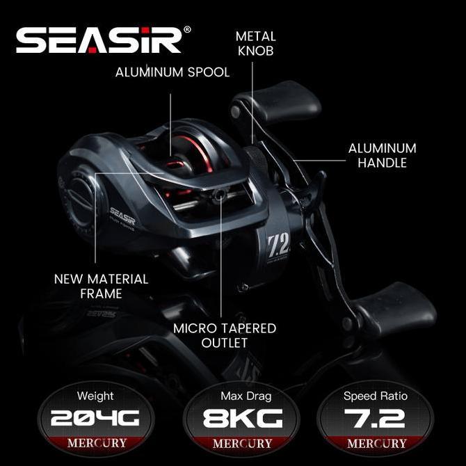 SEASIR Black Arrow Joran Pancing 1 set + SEASIR MERCURY Black itam BC Casting Reel Pancing