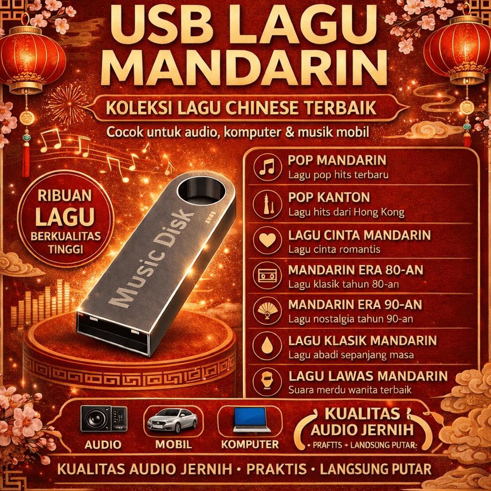 Music Disk Lagu Hiburan Mandarin Flashdisk USB 32GB Media Penyimpanan Data Musik Hits Mandarin