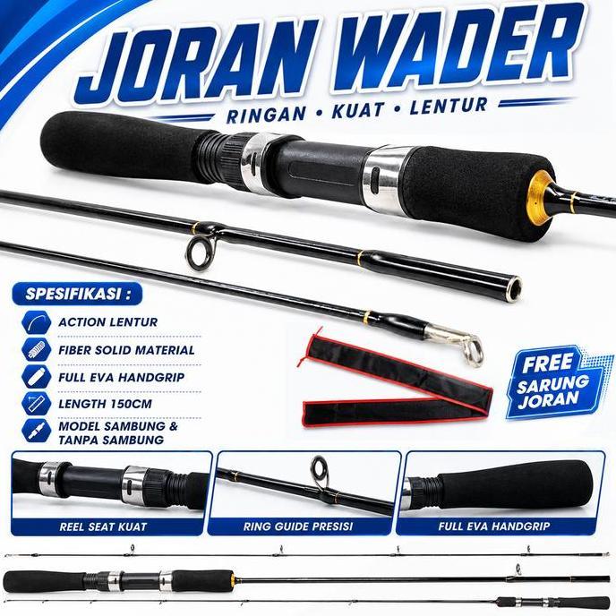 Joran Pancing Fiber Solid Wader Bonus Umpan Lure Rayap Lentur