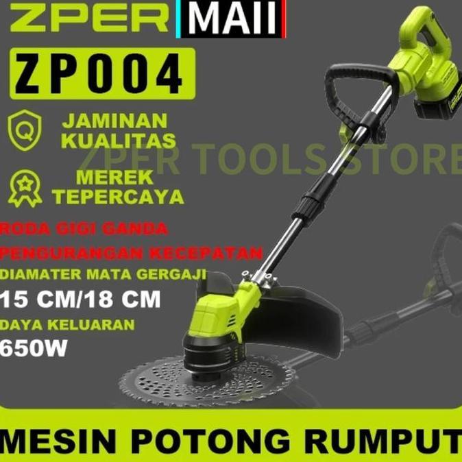 AZM ZPER Mesin Potong Rumput Pemotong Rumput Listrik Pemangkas Rumput dengan Baterai Li-ion ZP003 al