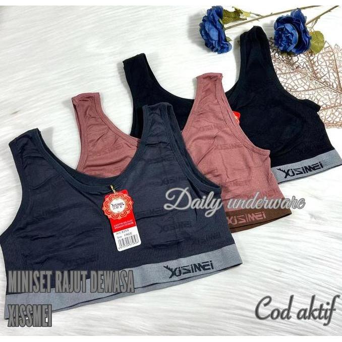 Xie- Isi 6 , Miniset Nita Desa Merk Xissmei, Bahan Rajut, Melarnya Banyak Bh Katun Bra Tipis Busa Re