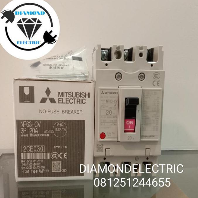 HARGA DISC - MCCB BREAKER NFB NF63-CV 3P 20A MITSUBISHI ELECTRIC / NF63 CV 3P 20A