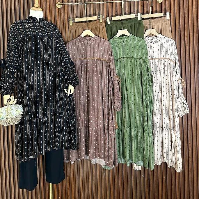 [CUCI GUDANG] Setcel Long Tunik Rayon Twill