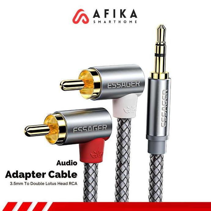 JAVATOO Kabel Audio Jack 3.5mm to RCA Double Lotus Elbow Adapter 3 Meter