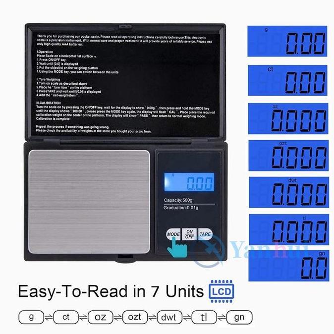 Timbangan Emas Digital Pocket Scale 500/0.01 g Timbangan Perhiasan Digital Mini Elektronik (TERBAIK)