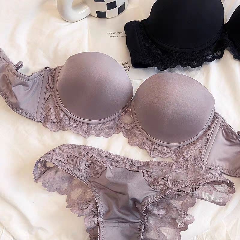 Clover Bra Set Setelan CD Celana Dalam dan BH Push UP Renda Underwire Kawat Beha Kemben Straples Pes