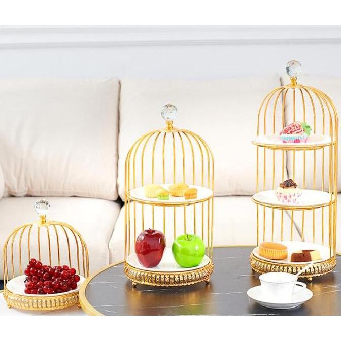 Ceramic Cake Stand Bird Cage Dessert Table Decor HS