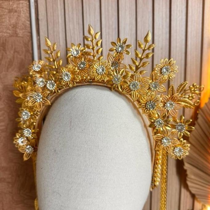 Mahkota indira sunting bunga kekinian/ mahkota pengantin /mahkota tari/ mahkota carnival /mahkota Ba