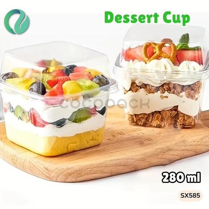 Youdon- 10 Pcs Sx5 Tiramissu Square Dessert Cup Puding 80Ml With Lid