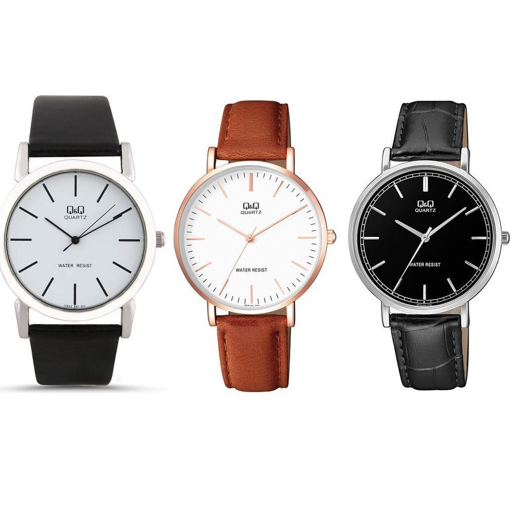 Q&Q QNQ QQ ORIGINAL ANALOG WATCH JAM TANGAN PRIA WANITA TALI KULIT Q978 Q979 QA52 QB93 VW90