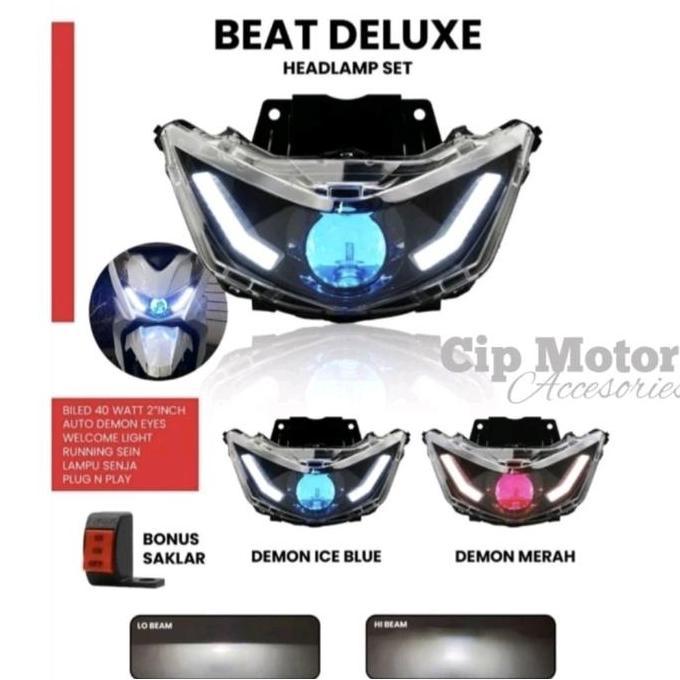 Lampu Depan Reflektor Set Projie Beat Deluxe 2020 2021 2022 2023 2024