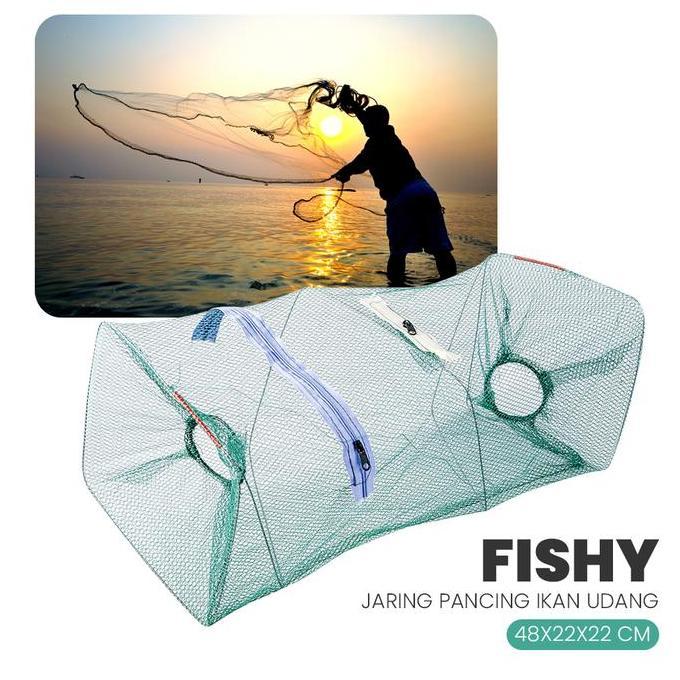 LADHUVHI BUBU jaring perangkap ikan udang kepiting lobster 2 lubang Lipat Kotak