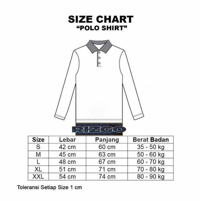 Rizgo - Kaos Polo Distro Polos Lengan Panjang Kerah T-Shirt Pria & Wanita Maroon