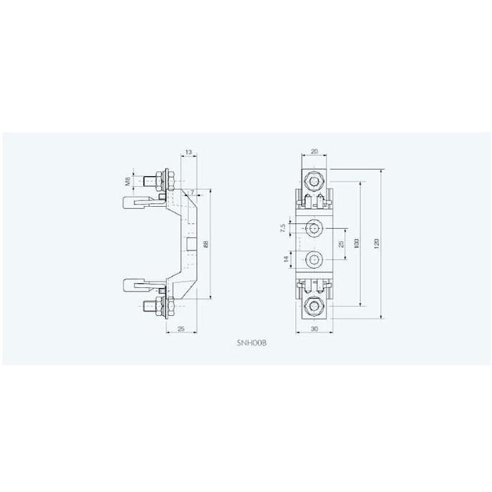 63A - SUNTREE SNH00 gPV 1P 1000V DC Fuse Base/Holder + Fuse Link PV