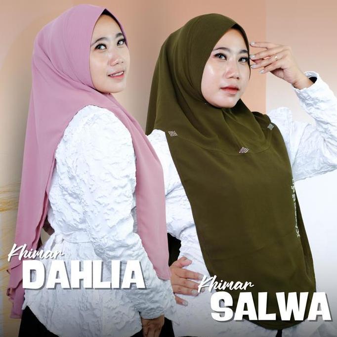 OLIEVE HIJABS ll KHIMAR DAHLIA KHIMAR SALWA Ceruty Baby Doll Jilbab Oval Fashion Muslim Hijab Instan