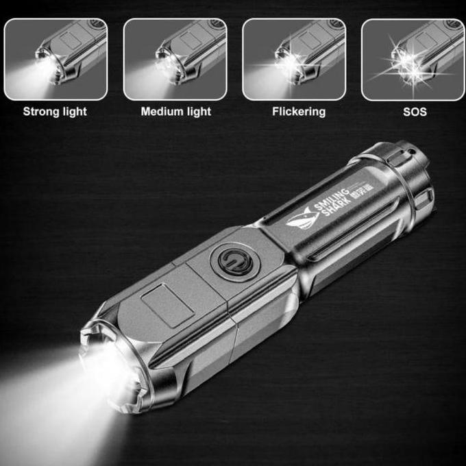 Raizo- Senter Mini Led Super Terang / Senter Led Zoom Cas Usb High Power Baterai 18650