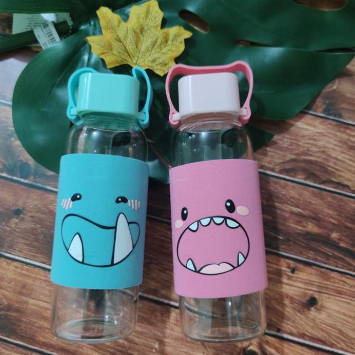 BOTOL AIR KACA TUMBLER KACA EMOTICON LUCU | SOUVENIR ANAK ULTAH