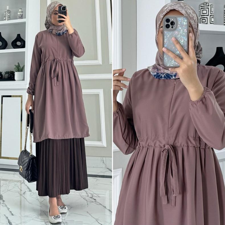 Tunik Basic By Zalfa Outfit / Baju Atasan Wanita Muslim Tunik Kerja Kuliah Basic Polos Wolfis Premiu